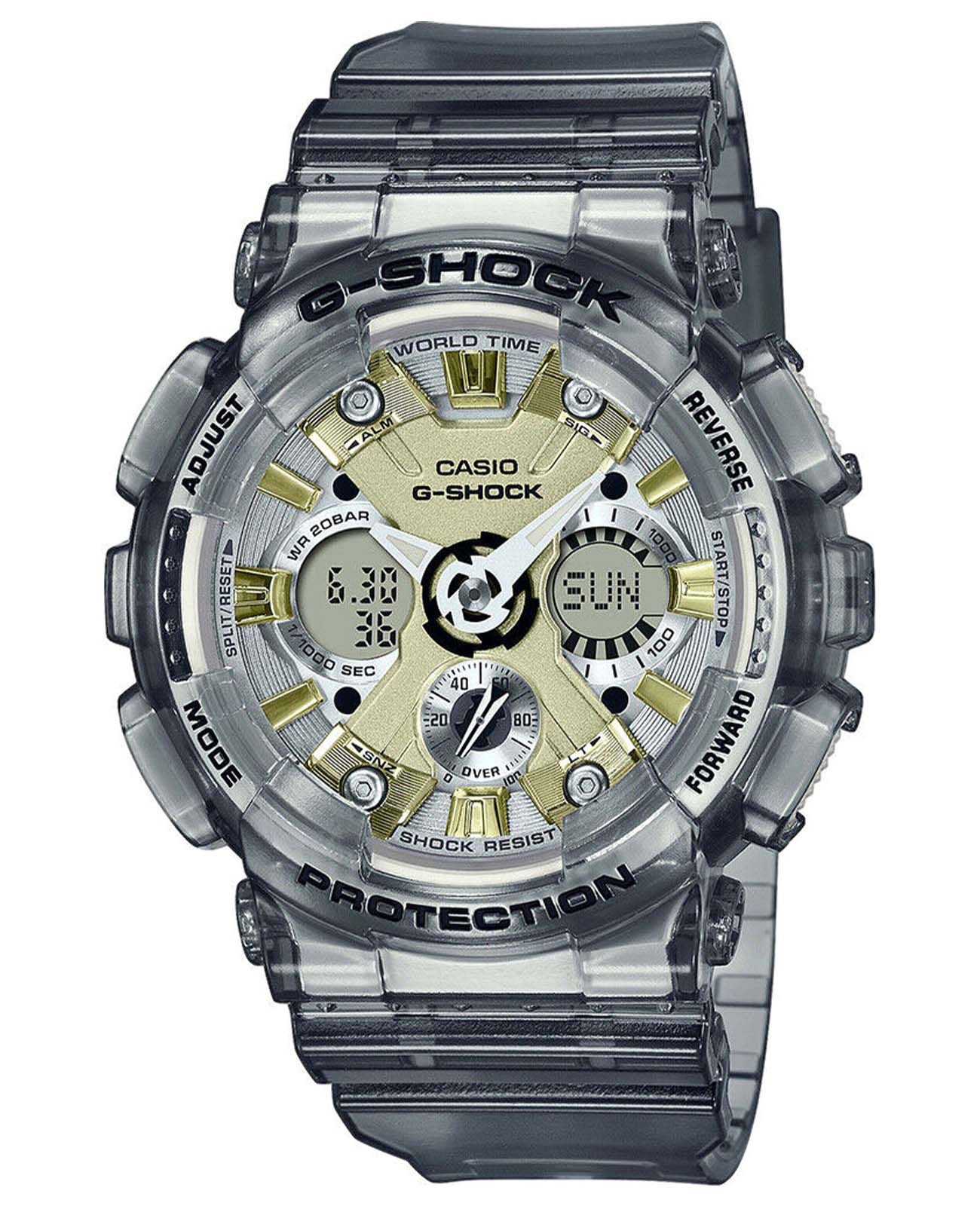 Casio Casio G-Shock GMA-S120GS-8ADR (GMA-S120GS-8A)  GMA-S120GS-8A электронные женские часы  циферблат, браслет пластик — вид спереди
