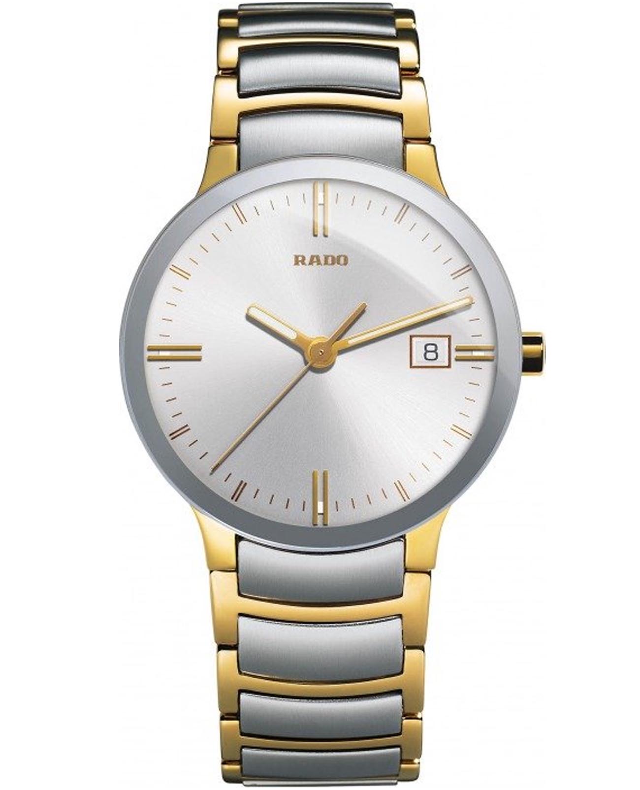Rado Rado Centrix R30931103  R30931103 кварцевые мужские часы серебристый циферблат, браслет нержавеющая сталь с pvd-покрытием — вид спереди