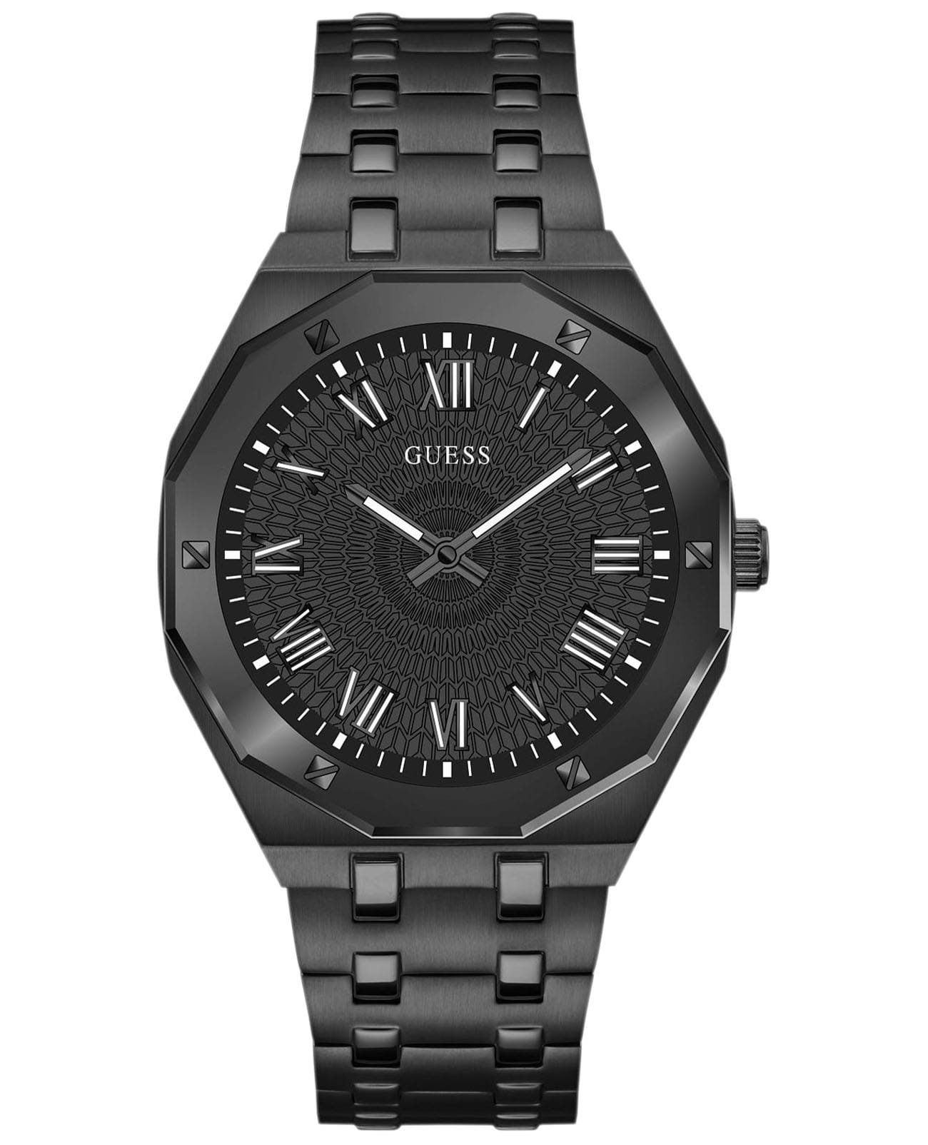 Guess Guess Asset GW0575G3  GW0575G3 кварцевые мужские часы черный циферблат, браслет сталь с ip покрытием — вид спереди