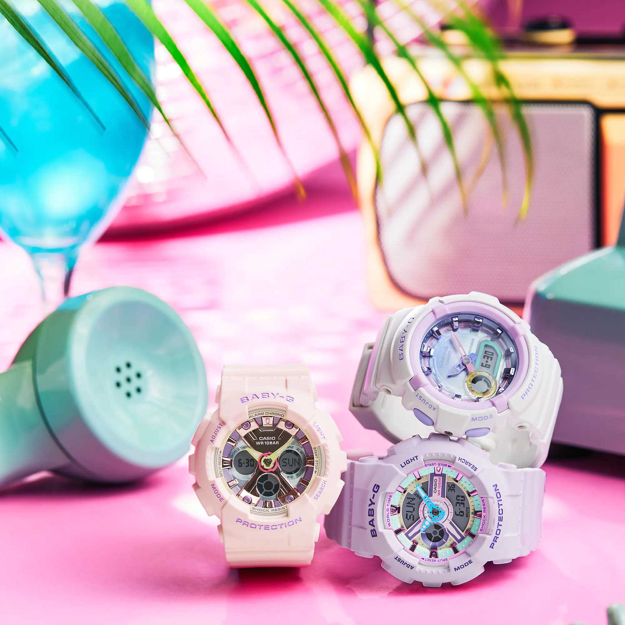 Casio Casio Baby-G BGA-280PM-7A кварцевые женские часы часы крупный план розовый циферблата