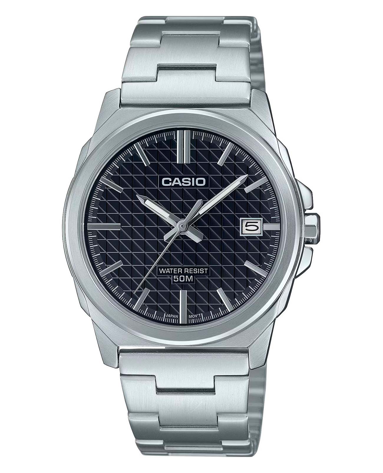 Casio Casio Collection MTP-E720D-1A  MTP-E720D-1A кварцевые мужские часы черный циферблат, браслет нержавеющая сталь — вид спереди