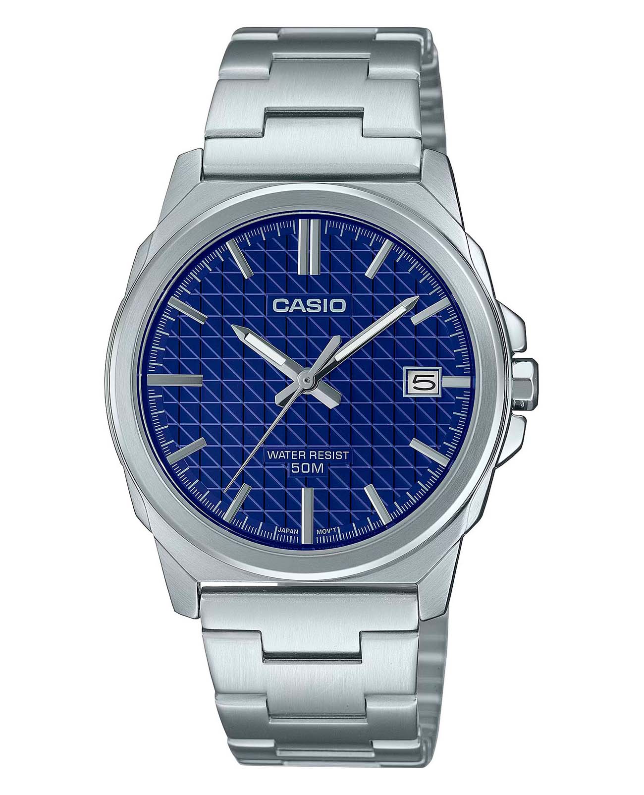Casio Casio Collection MTP-E720D-2AVDF (MTP-E720D-2A)  MTP-E720D-2A кварцевые мужские часы синий циферблат, браслет нержавеющая сталь — вид спереди