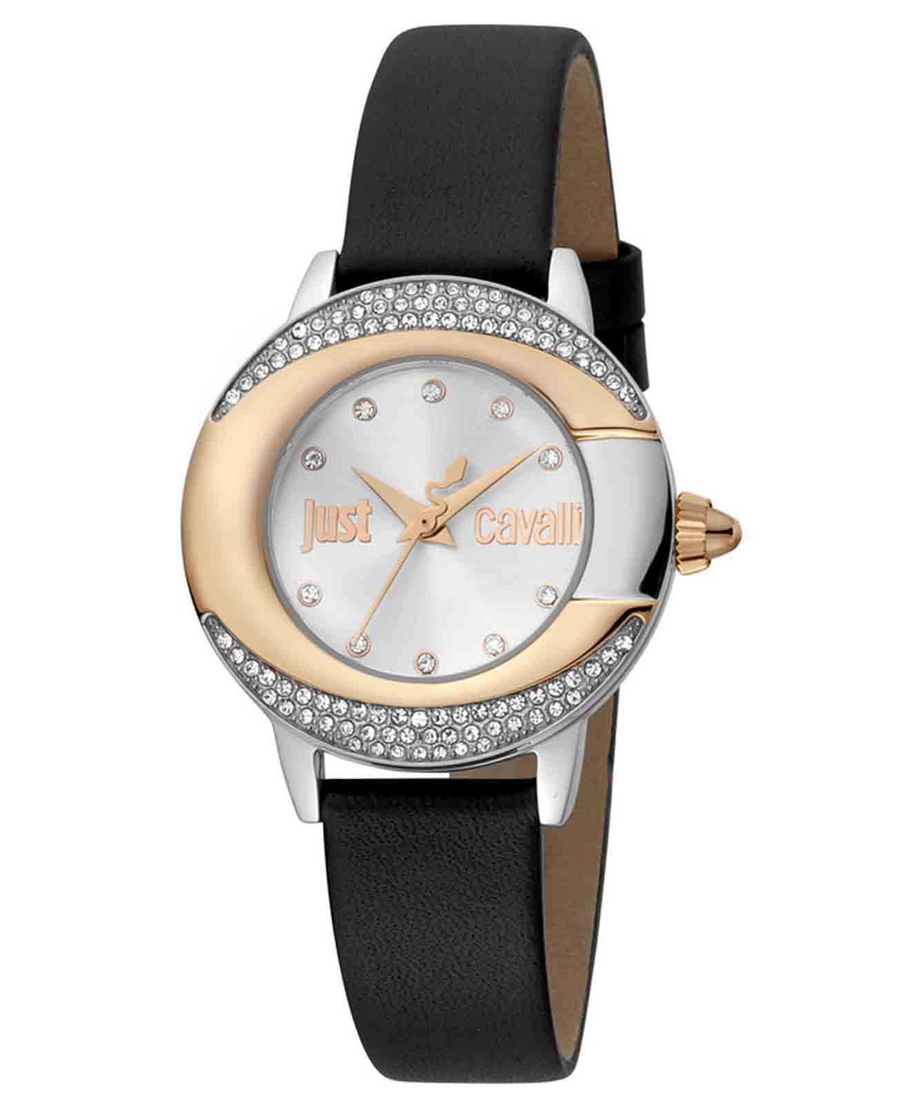 Just Cavalli Just Cavalli animalier JC1L150L0035  JC1L150L0035 кварцевые женские часы серебристый циферблат, браслет кожа + текстиль — вид спереди