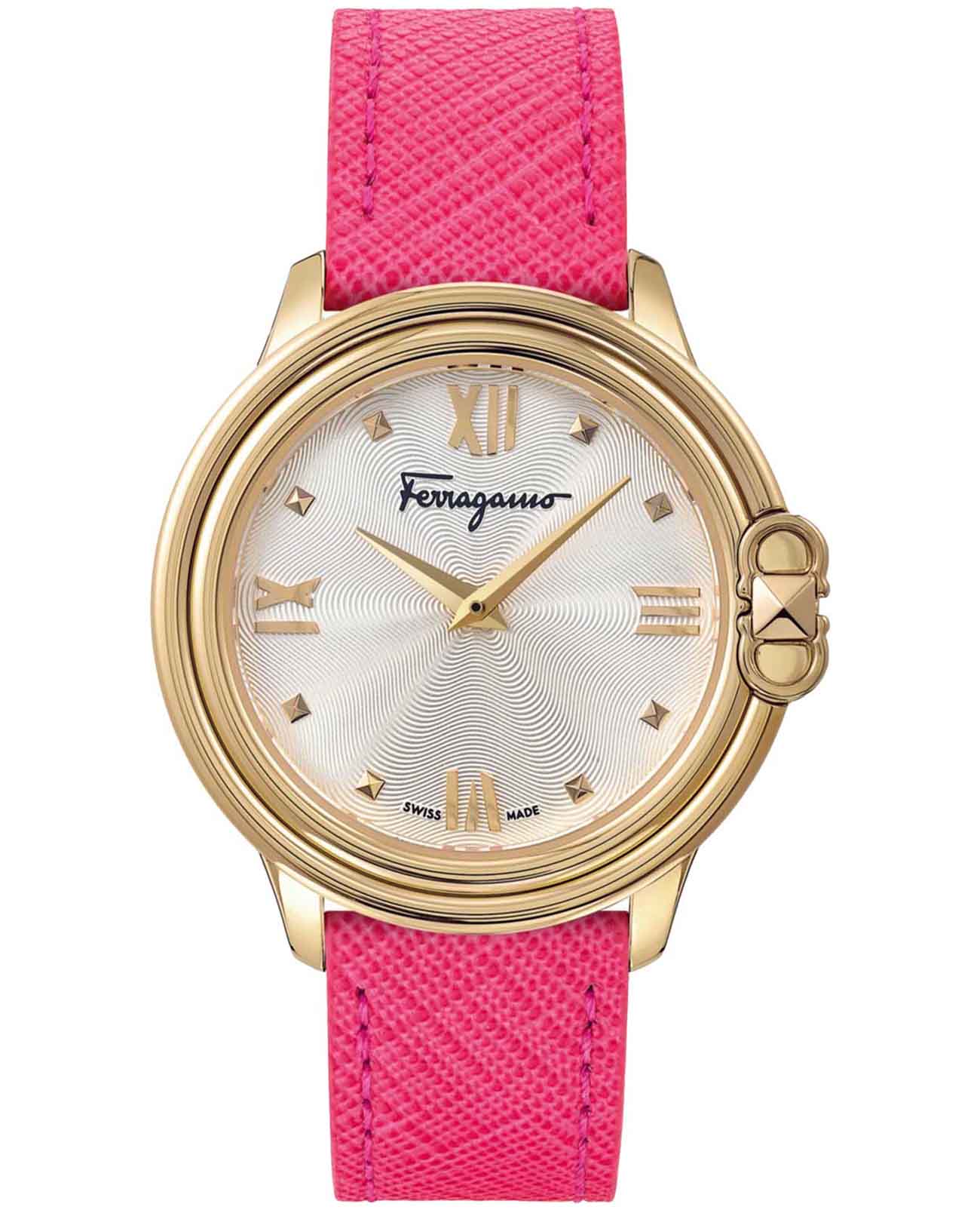 Salvatore Ferragamo Salvatore Ferragamo Studmania SFMJ00222  SFMJ00222 кварцевые женские часы белый циферблат, браслет кожаный — вид спереди