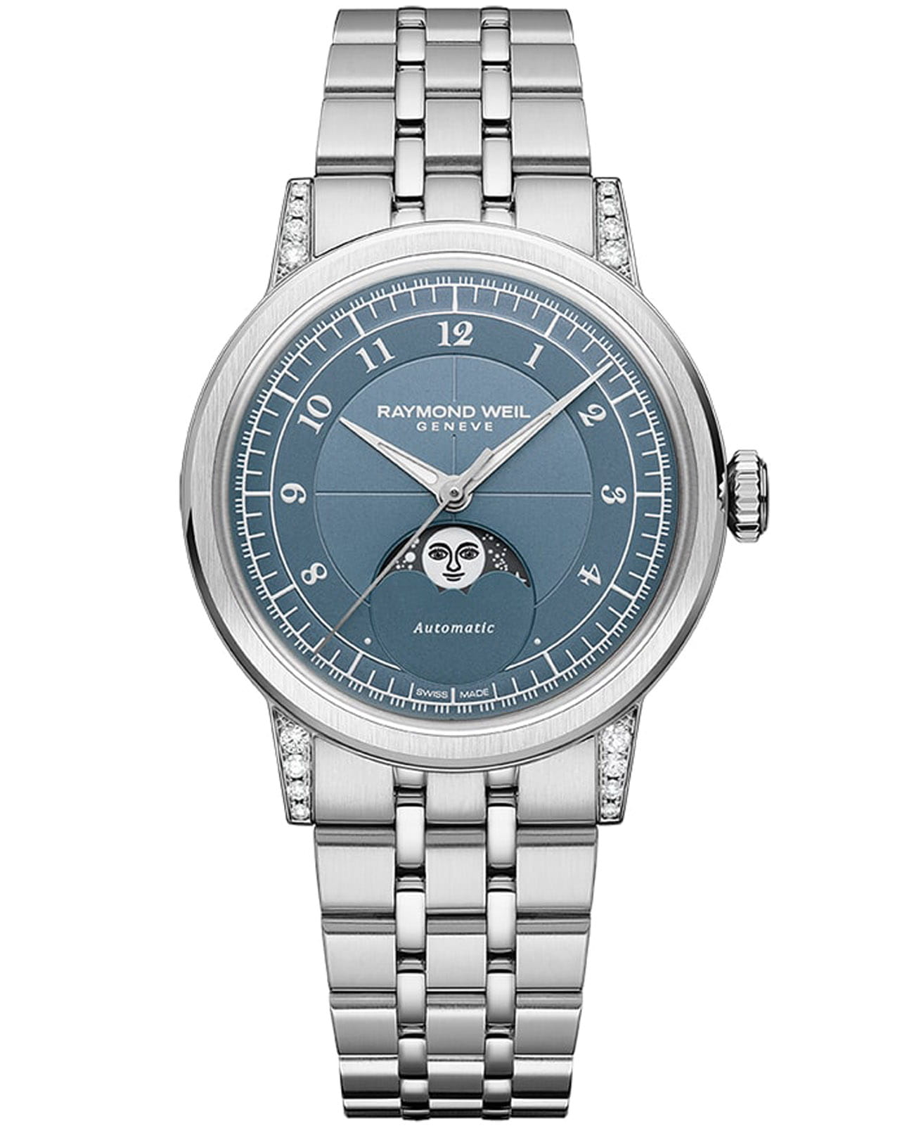 Raymond Weil Raymond Weil 2145-STS-05511  2145-STS-05511 механические женские часы голубой циферблат, браслет нержавеющая сталь — вид спереди