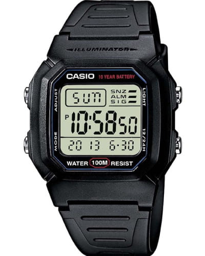 Casio Casio Collection W-800H-1AVDF (W-800H-1A)  W-800H-1A кварцевые мужские часы зеленый циферблат, браслет пластик — вид спереди