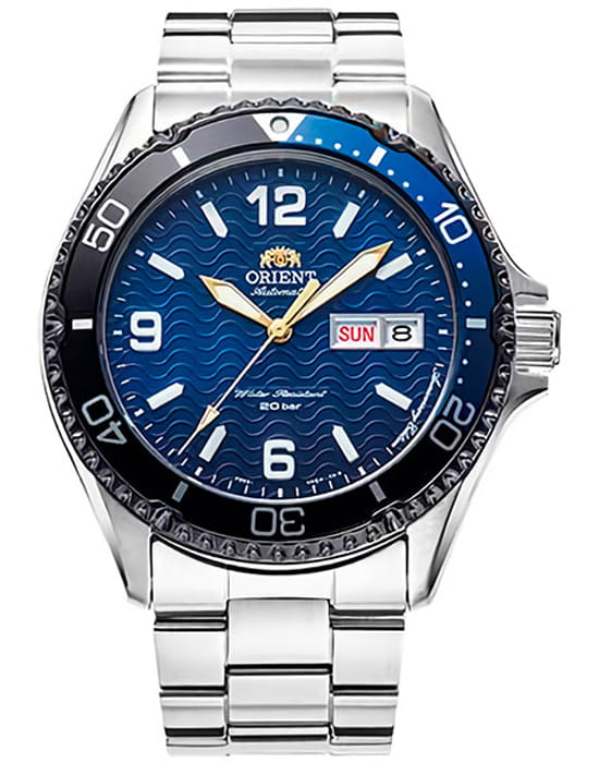 Orient Orient Mako Kamasu RA-AA0822L (RN-AA0822L)  RA-AA0822L механические мужские часы синий циферблат, браслет нержавеющая сталь — вид спереди