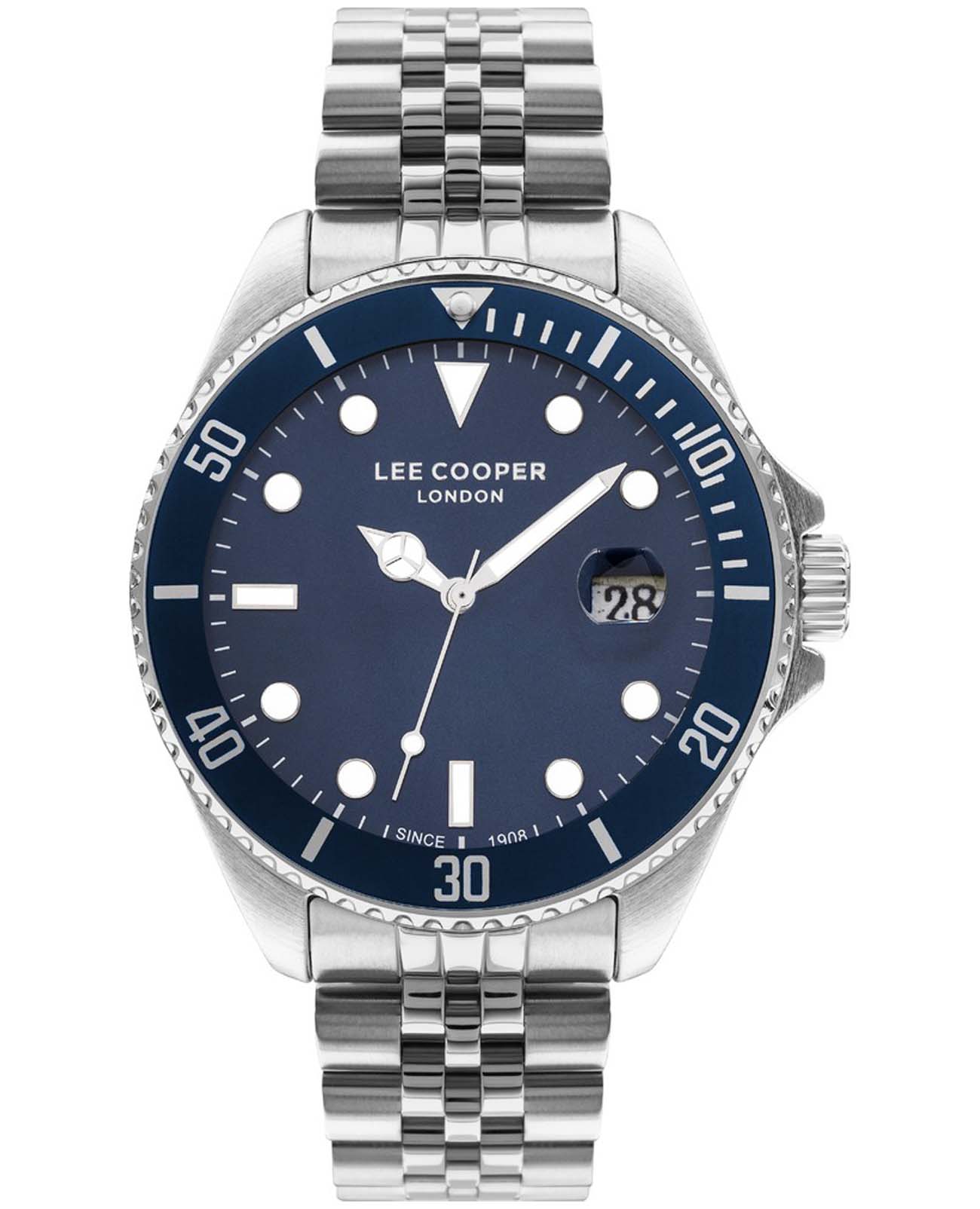 Lee Cooper Lee Cooper LC07594.390  LC07594.390 кварцевые мужские часы синий циферблат, браслет нержавеющая сталь — вид спереди