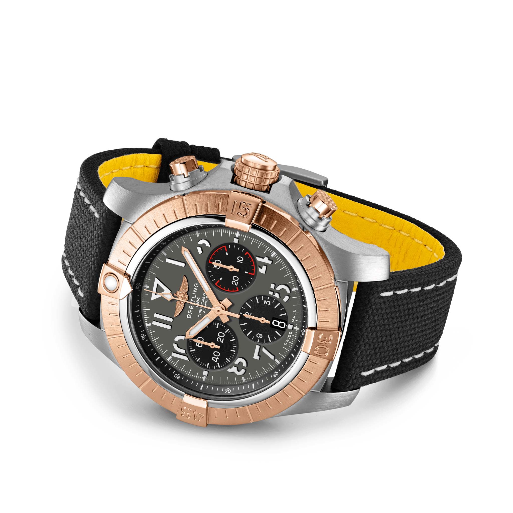 Breitling Breitling Avenger B01 Chronograph 45 UB01821A1B1X1, avenger швейцария мужские часы на браслете кожаный боковой вид