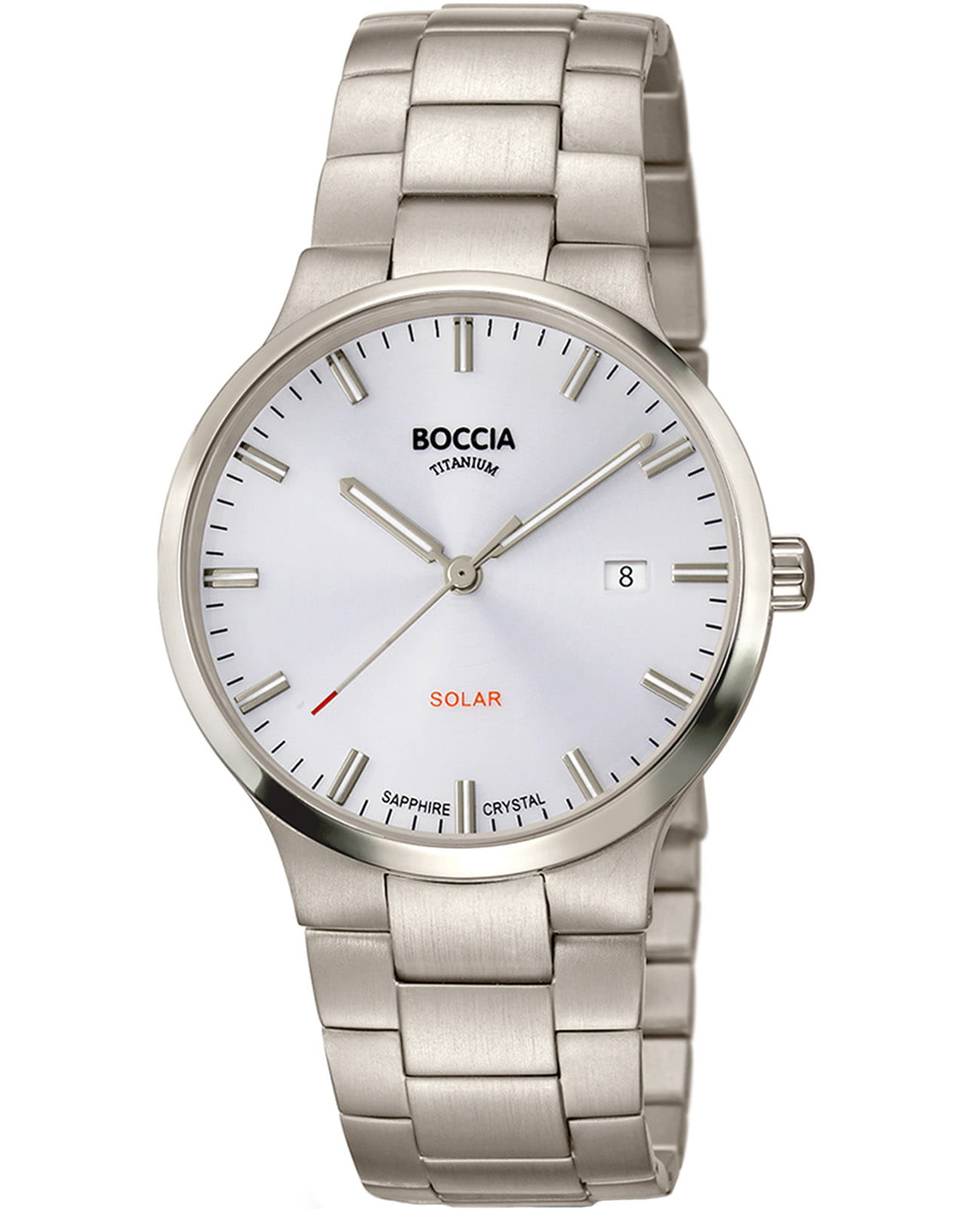 Boccia Titanium Boccia Titanium Circle-Oval 3652-01  3652-01 кварцевые мужские часы белый циферблат, браслет титановый — вид спереди