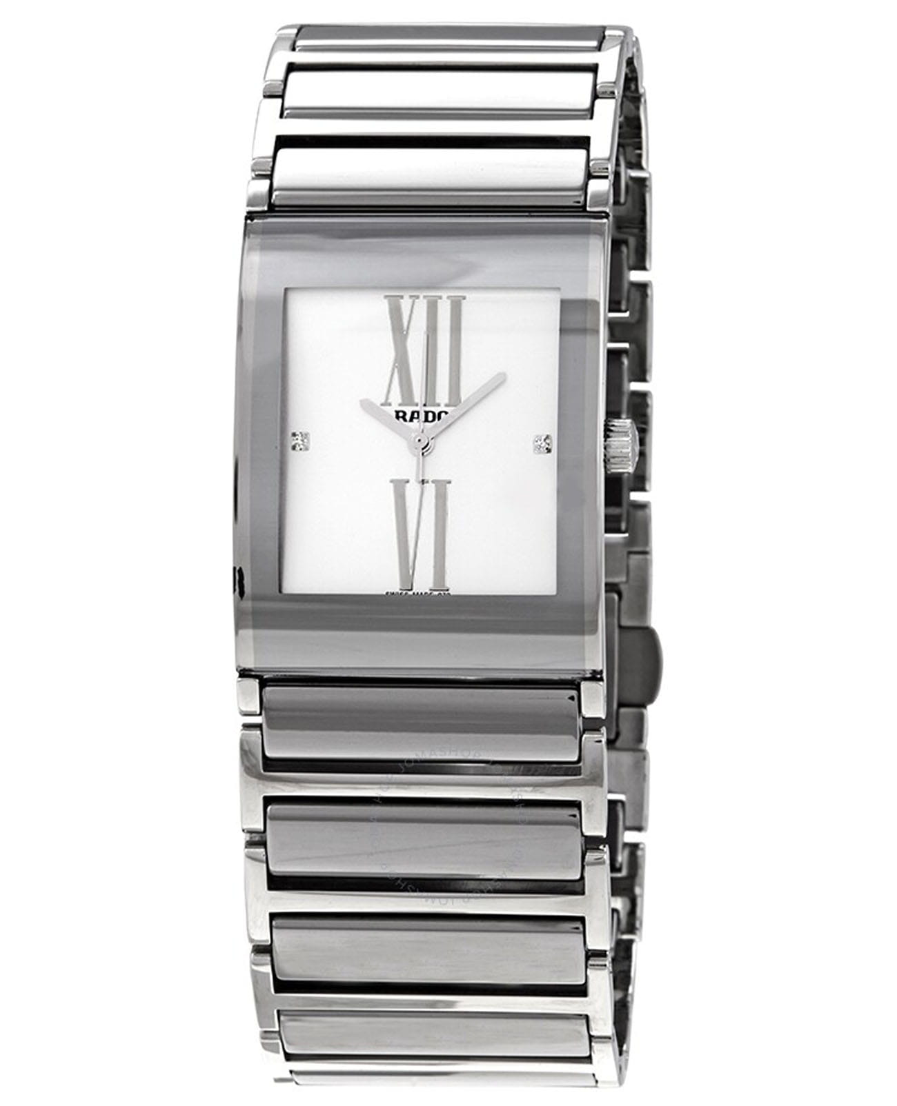 Rado Rado Integral Diamonds R20745722  R20745722 кварцевые женские часы белый циферблат, браслет сталь + керамические вставки — вид спереди
