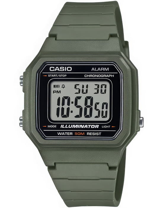 Casio Casio Collection W-217H-3A  W-217H-3A кварцевые мужские часы серый циферблат, браслет пластик — вид спереди