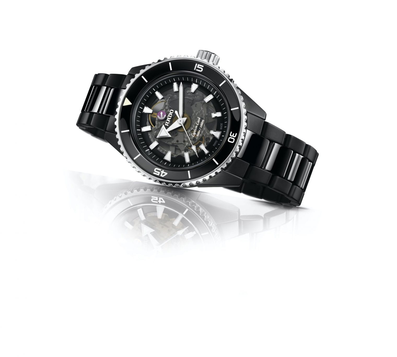 Rado Rado Captain Cook High-Tech Ceramic R32127152 механические мужские часы часы крупный план черный циферблата