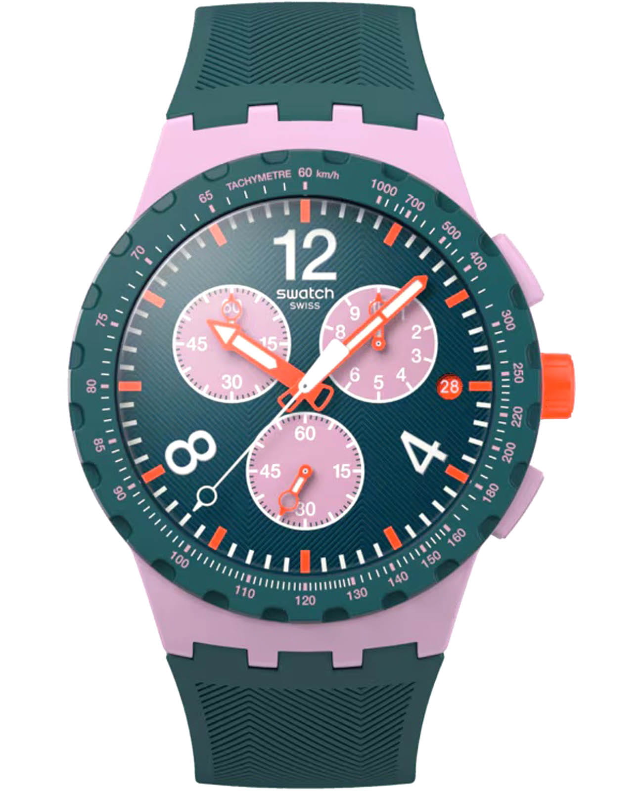 Swatch Swatch Moment Of Rose SUSP400  SUSP400 кварцевые мужские часы зеленый циферблат, браслет силикон — вид спереди