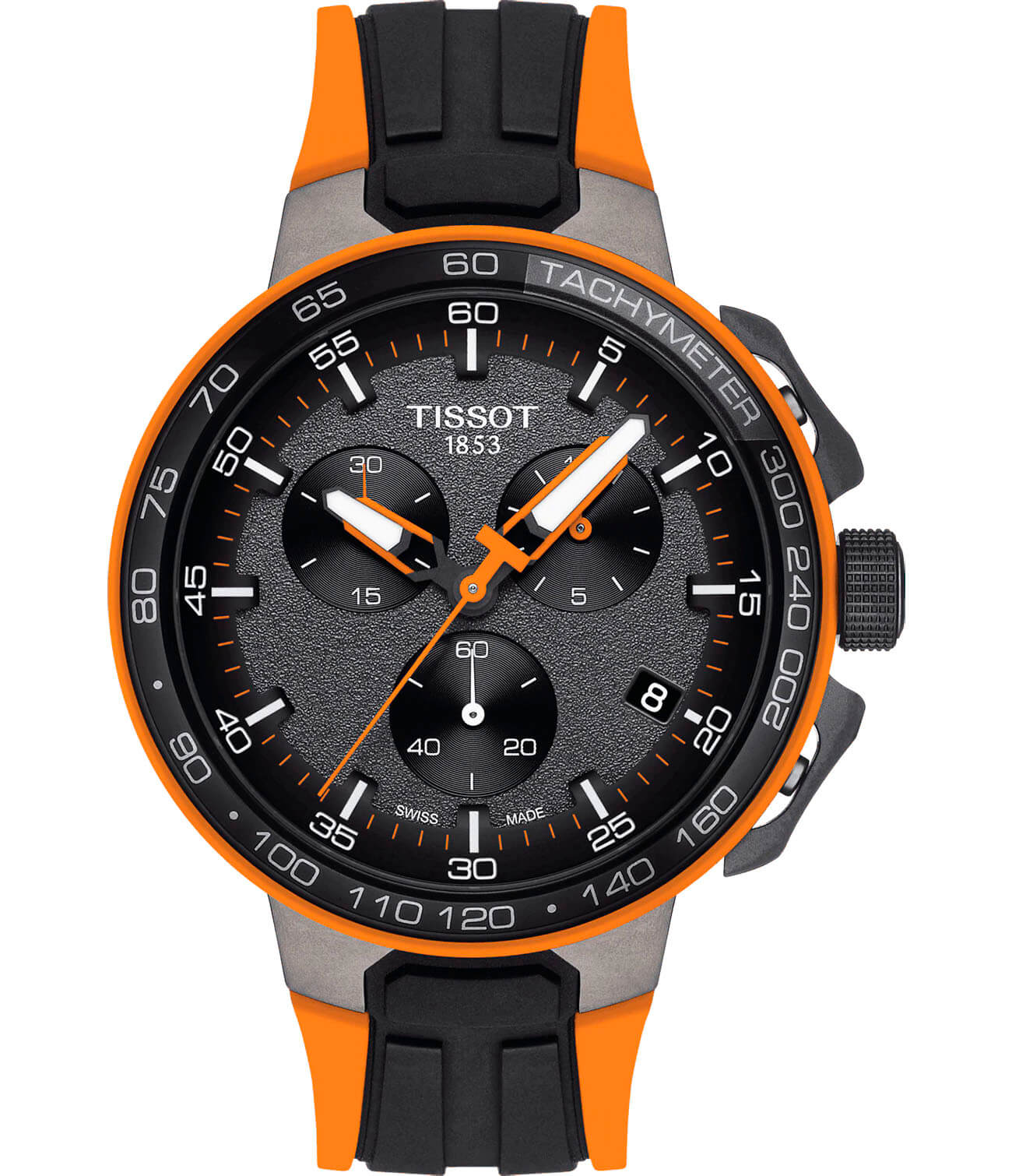 Tissot Tissot T-Race Cycling T111.417.37.441.04 T Race Cycling T1114173744104 кварцевые мужские часы черный циферблат, браслет силикон — вид спереди