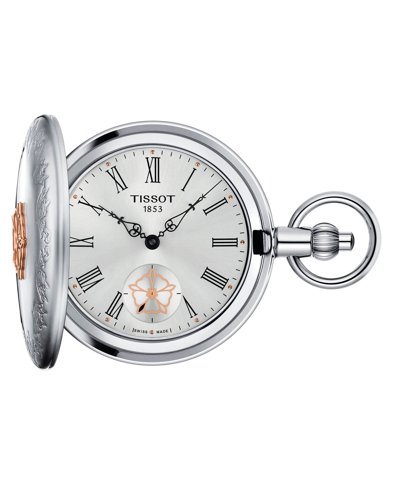 Tissot Tissot Double Savonnette Mechanical T865.405.99.038.00  T8654059903800 механические мужские часы серебристый циферблат, браслет не выбрано — вид спереди
