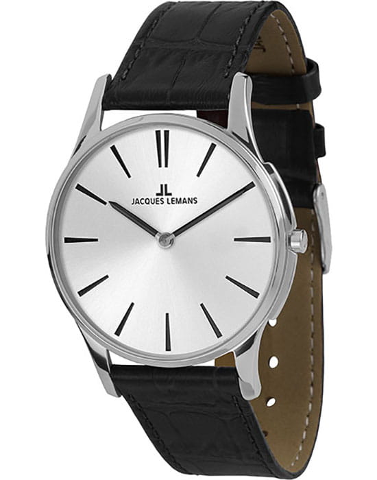 Jacques Lemans Jacques Lemans 1-1938B  1-1938B кварцевые женские часы белый циферблат, браслет кожаный — вид спереди