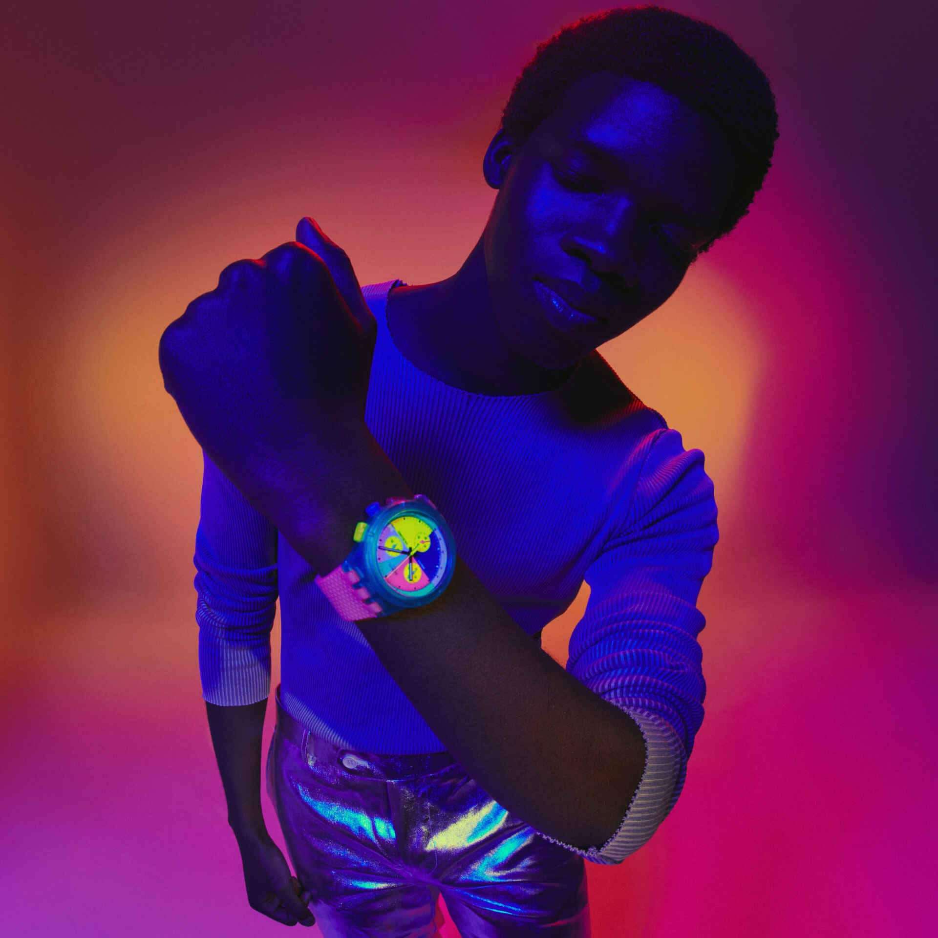 Оригинальные часы Swatch Swatch Chrono 42 Standard SUSG408 кварцевые калибр механизма  общий вид