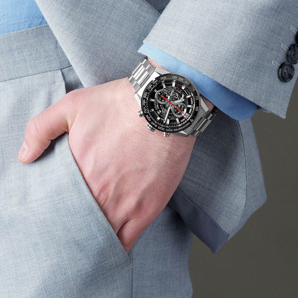 TAG Heuer TAG Heuer Carrera CAR201V.BA0766, carrera швейцария мужские часы на браслете нержавеющая сталь боковой вид