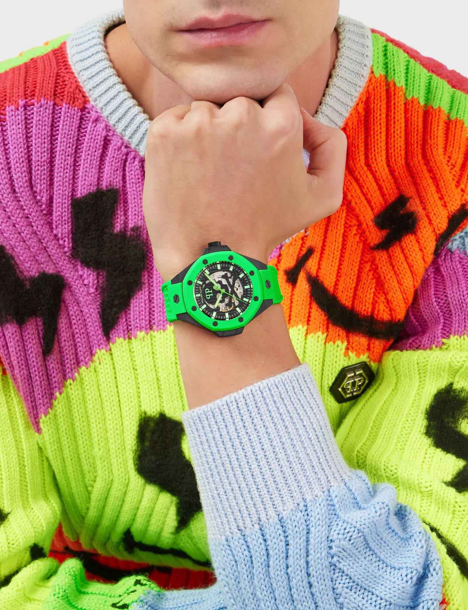 Оригинальные часы Philipp Plein Philipp Plein The Skull PWPFA0624 механические калибр механизма  общий вид