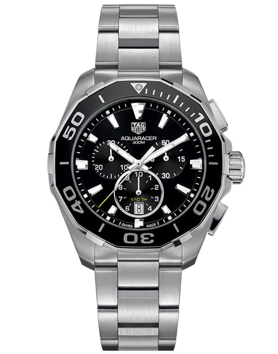 TAG Heuer TAG Heuer Aquaracer CAY111A.BA0927  CAY111A.BA0927 кварцевые мужские часы черный циферблат, браслет нержавеющая сталь — вид спереди