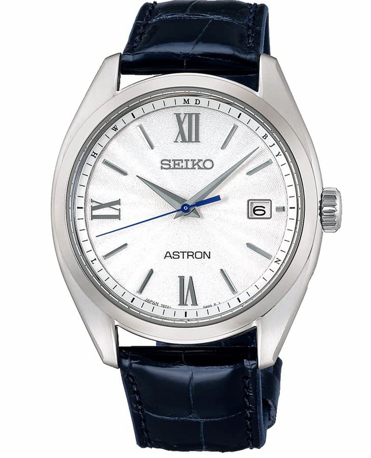 Seiko Seiko Astron SBXY035  SBXY035 кварцевые мужские часы белый циферблат, браслет кожаный — вид спереди