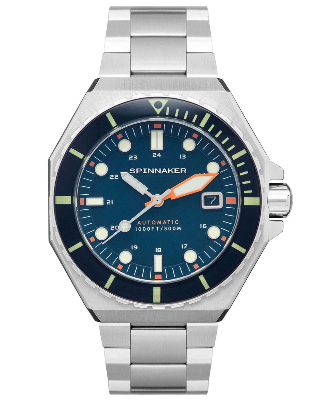Spinnaker Spinnaker Dumas SP-5081-GG  SP-5081-GG механические мужские часы синий циферблат, браслет нержавеющая сталь — вид спереди