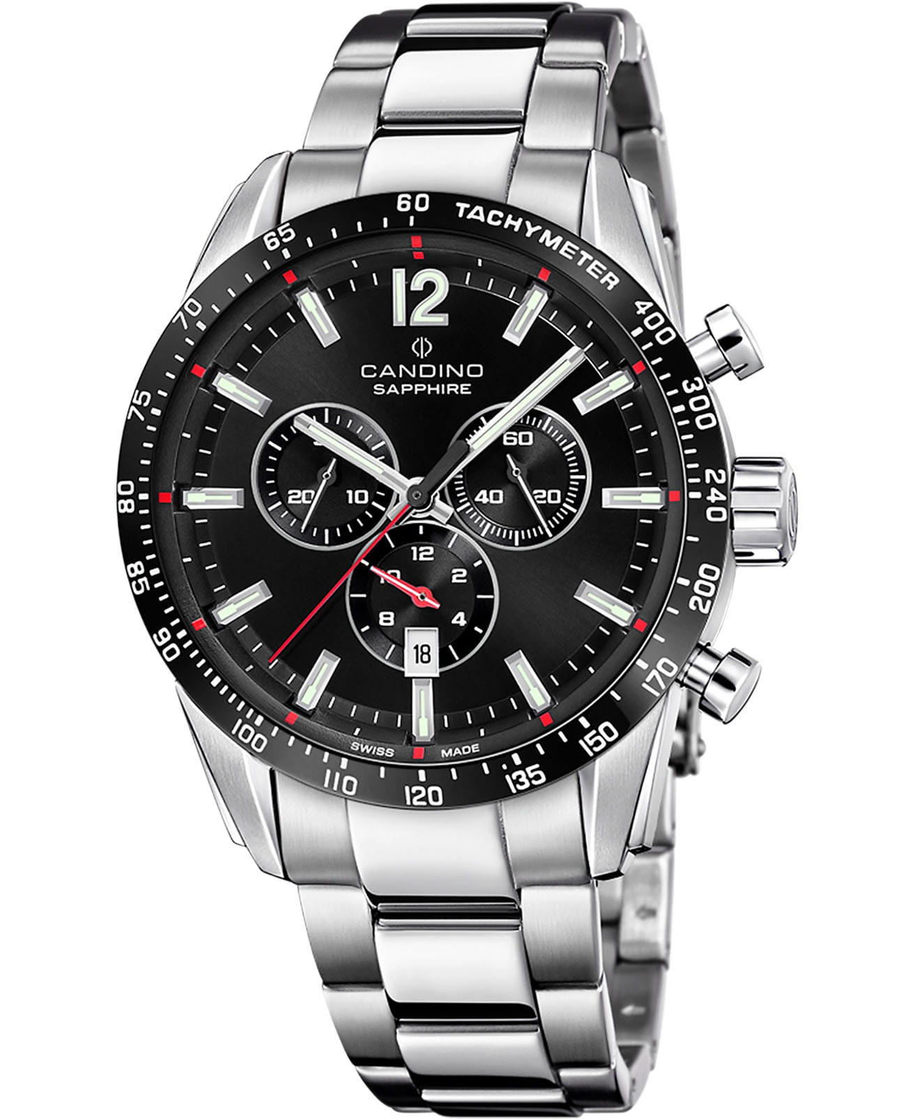 Candino Candino Gents Sport C4757/G  C4757/G кварцевые мужские часы черный циферблат, браслет нержавеющая сталь — вид спереди