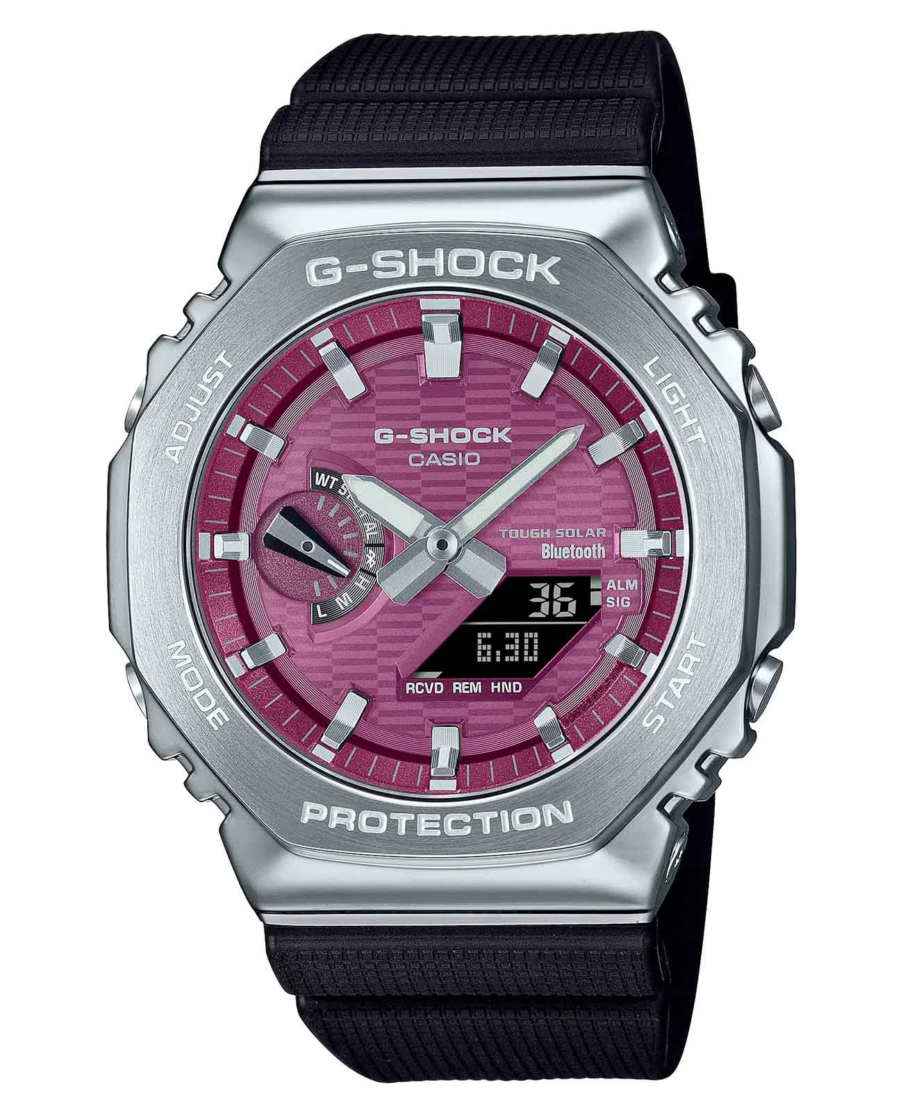 Casio Casio G-Shock GBM-2100A-4BDR  GBM-2100A-4BDR электронные мужские часы бордовый циферблат, браслет пластик — вид спереди