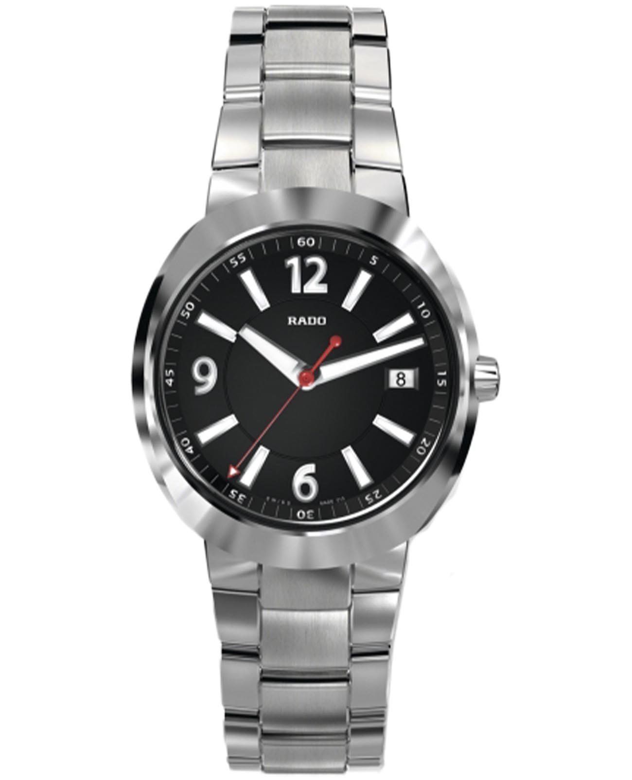 Rado Rado D-Star R15945153  R15945153 кварцевые мужские часы черный циферблат, браслет нержавеющая сталь — вид спереди