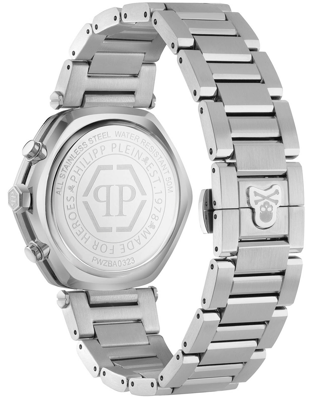 Philipp Plein Philipp Plein The Hexagon Chrono PWZBA0323,  германия мужские часы на браслете нержавеющая сталь боковой вид