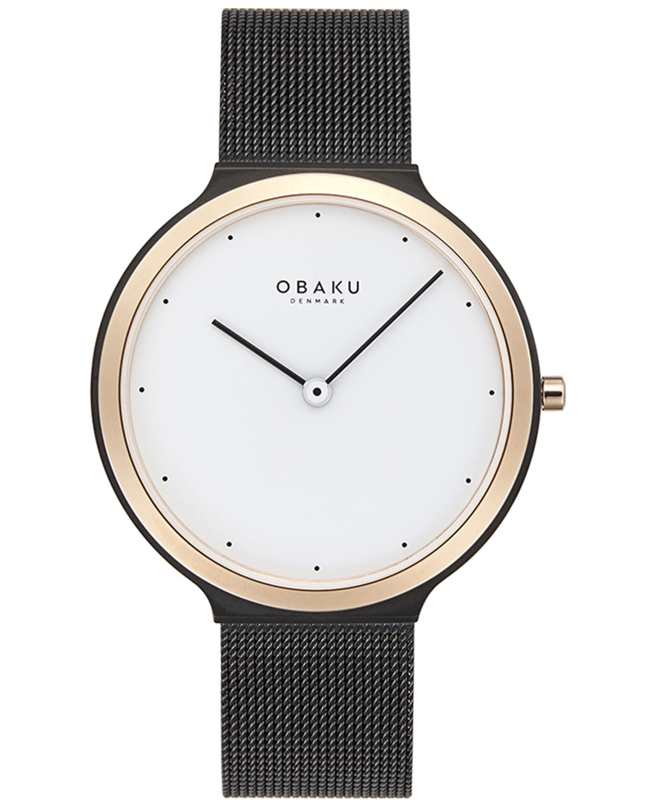 Obaku Obaku Mesh V269LXMWMB  V269LXMWMB кварцевые женские часы белый циферблат, браслет сталь с ip покрытием — вид спереди