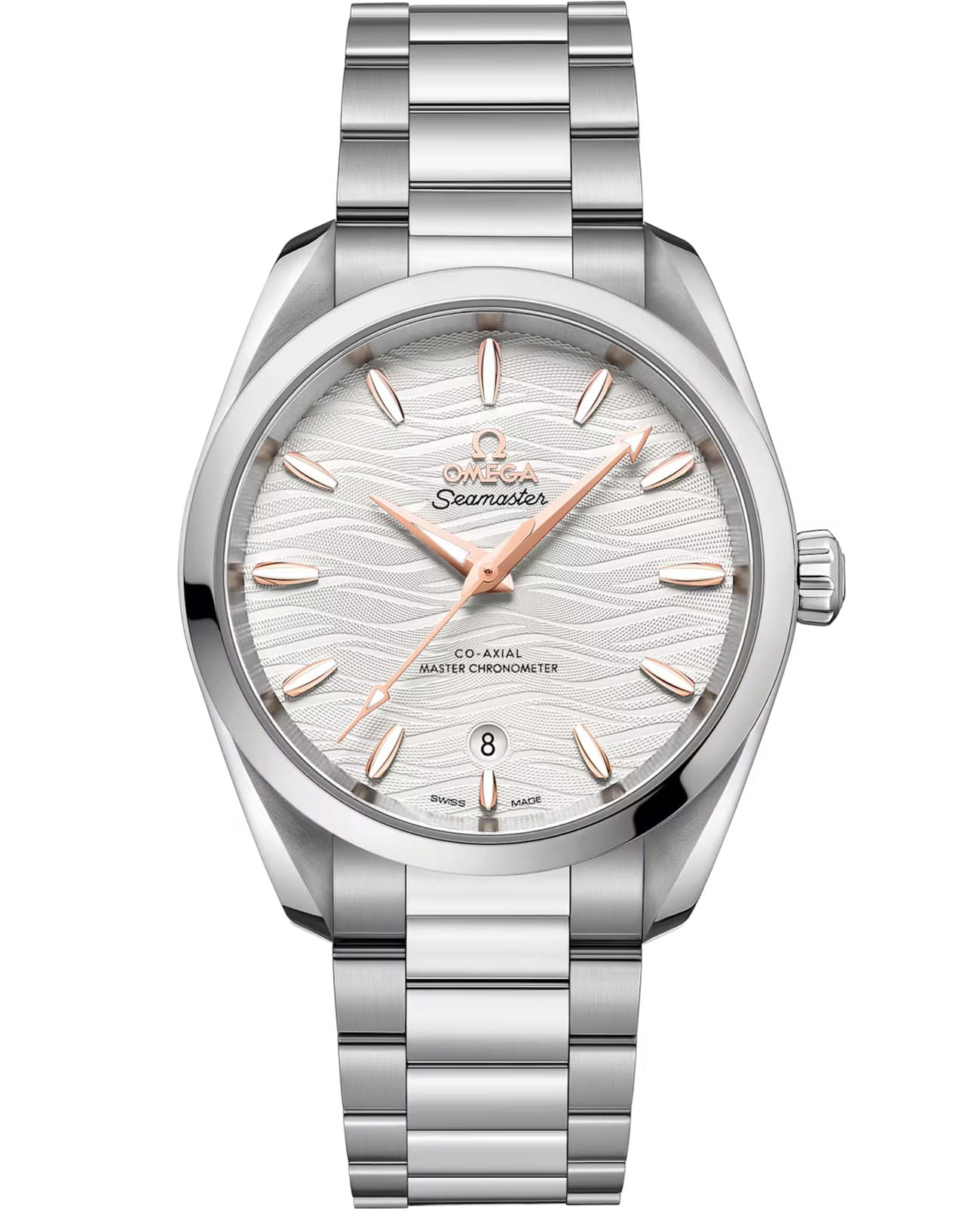 Omega Omega Seamaster Aqua Terra 220.10.38.20.02.002 Aqua Terra 22010382002002 механические мужские часы бежевый циферблат, браслет нержавеющая сталь — вид спереди