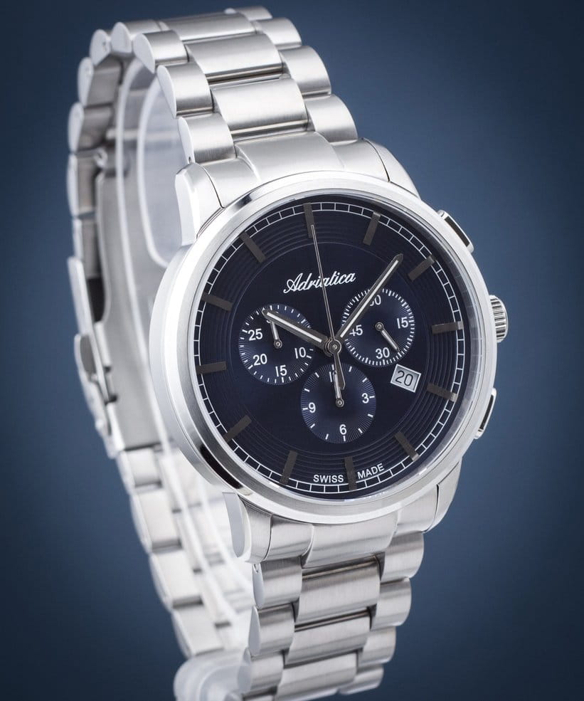 Adriatica Adriatica Chronographs A8307.5115CH кварцевые мужские часы часы крупный план синий циферблата