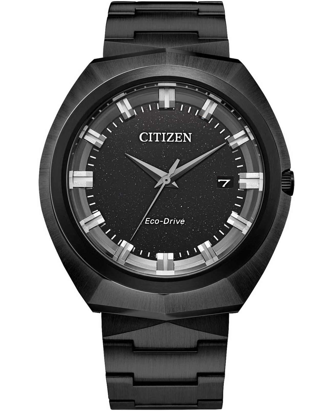Citizen Citizen Eco-Drive BN1015-52E  BN1015-52E кварцевые мужские часы черный циферблат, браслет нержавеющая сталь с ip-покрытием — вид спереди