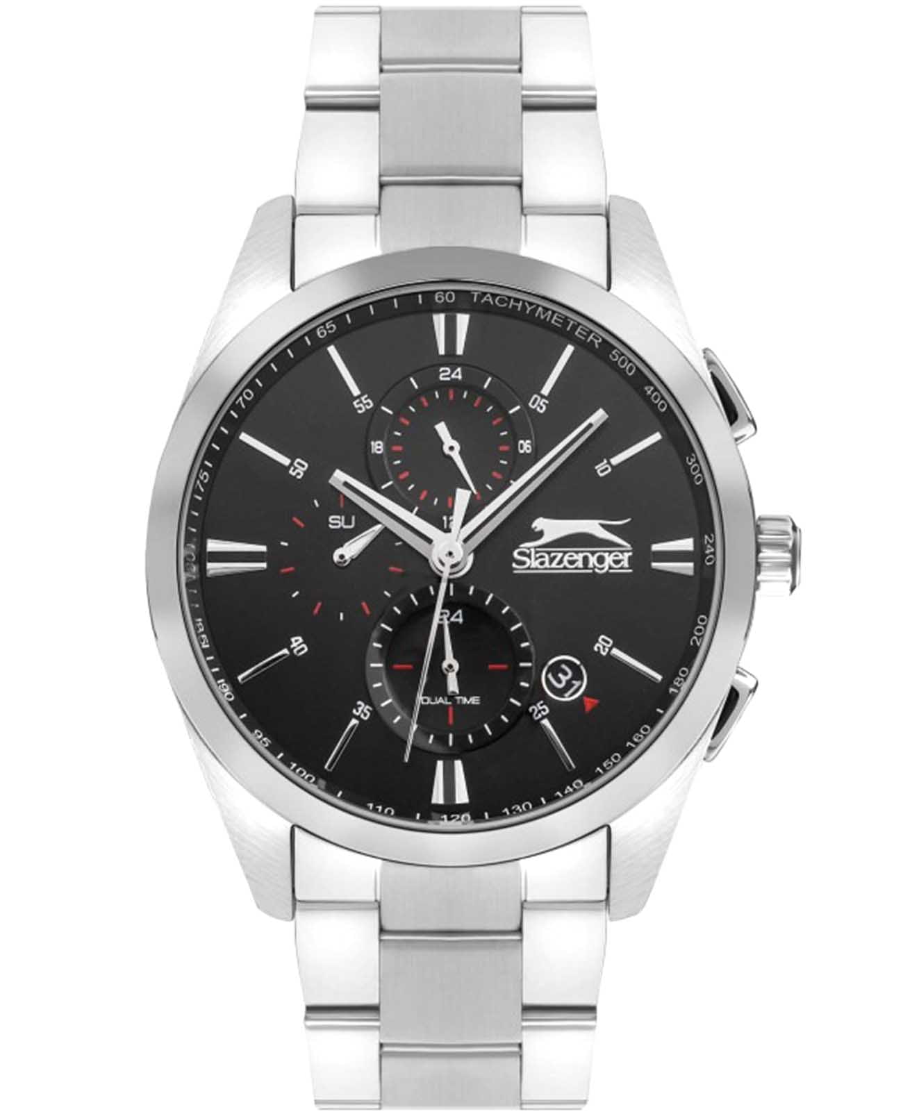 Slazenger Slazenger SL.09.2215.2.02  SL.09.2215.2.02 кварцевые мужские часы черный циферблат, браслет нержавеющая сталь — вид спереди