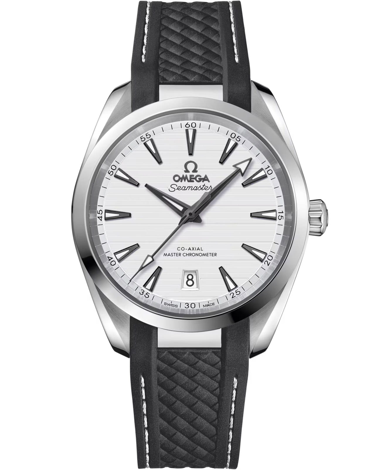 Omega Omega Seamaster Aqua Terra 220.12.38.20.02.001 Aqua Terra 22012382002001 механические мужские часы белый циферблат, браслет каучук — вид спереди