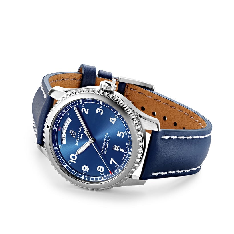 Breitling Breitling Aviator 8 Automatic Day & Date 41 A45330101C1X5, aviator 8 швейцария мужские часы на браслете кожаный боковой вид
