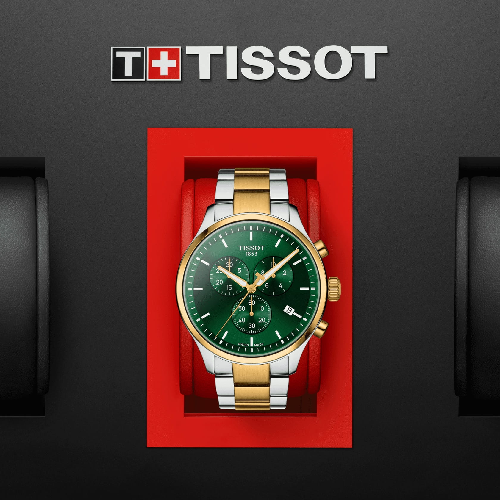 Tissot Tissot Chrono XL Classic T116.617.22.091.00 кварцевые мужские часы часы крупный план зеленый циферблата