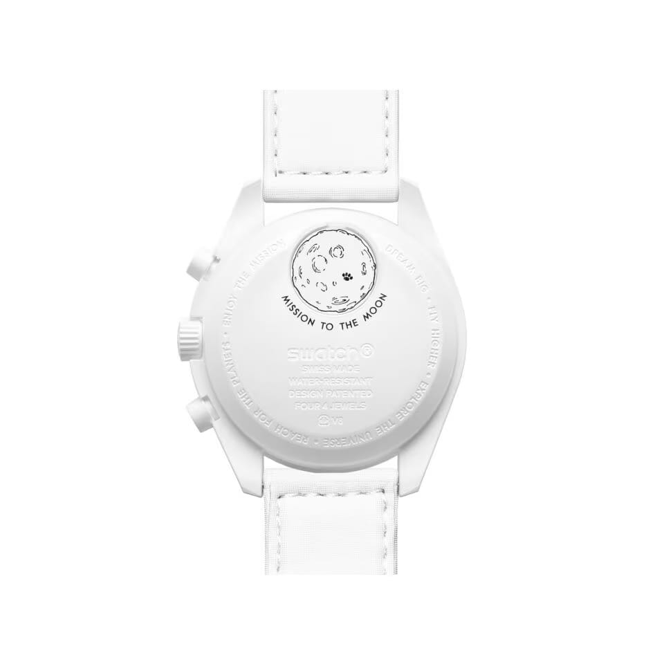 Swatch Swatch x Omega Bioceramic Moonswatch Mission to the Moonphase - Full Moon SO33W700, swatch x omega moonwatch швейцария женские часы на браслете нейлон боковой вид