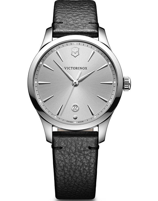 Victorinox Victorinox 241827  241827 кварцевые женские часы серебристый циферблат, браслет кожаный — вид спереди