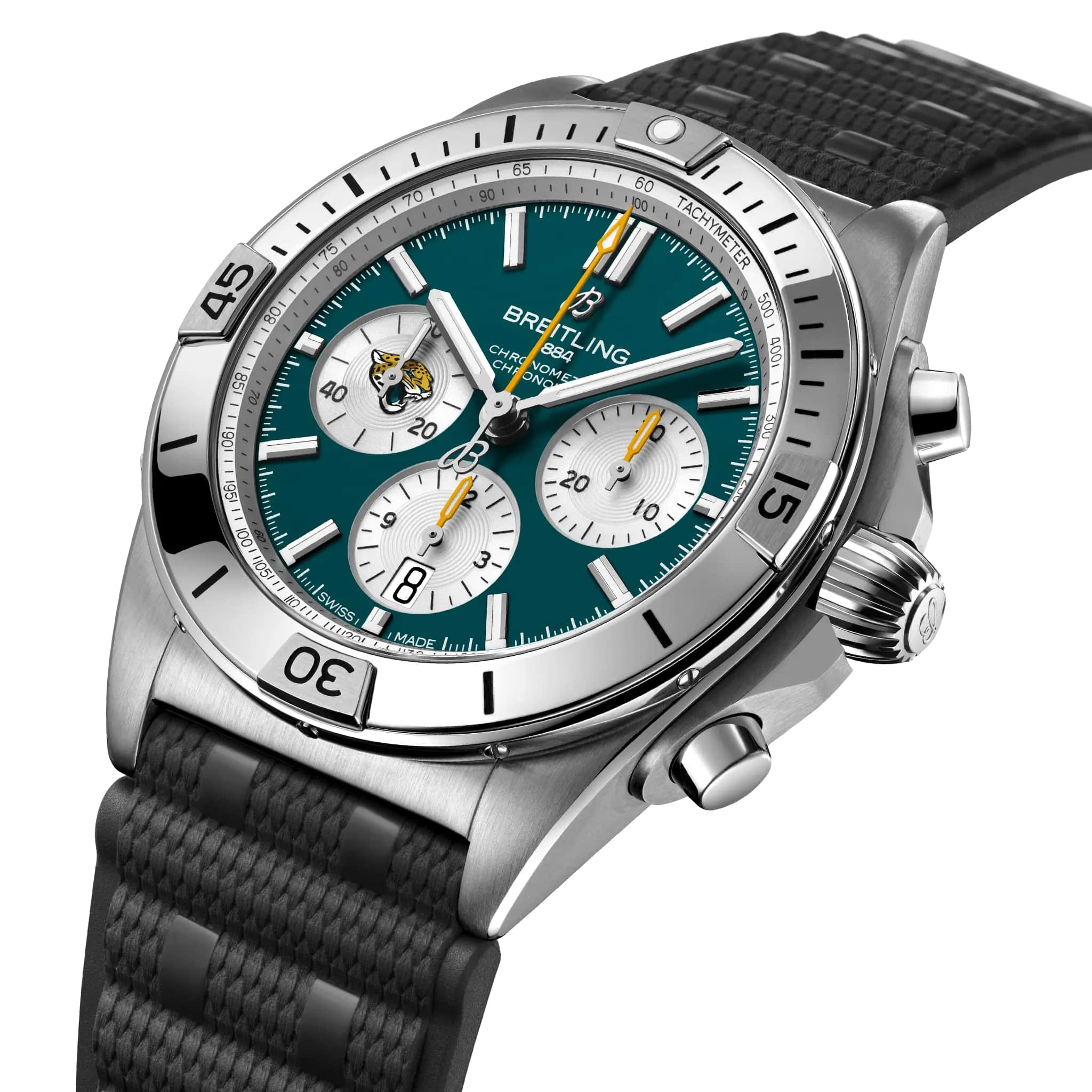Breitling Breitling Chronomat B01 42 NFL Jacksonville Jaguars Edition AB01342B1L3S1 , наручные мужские часы фото под углом