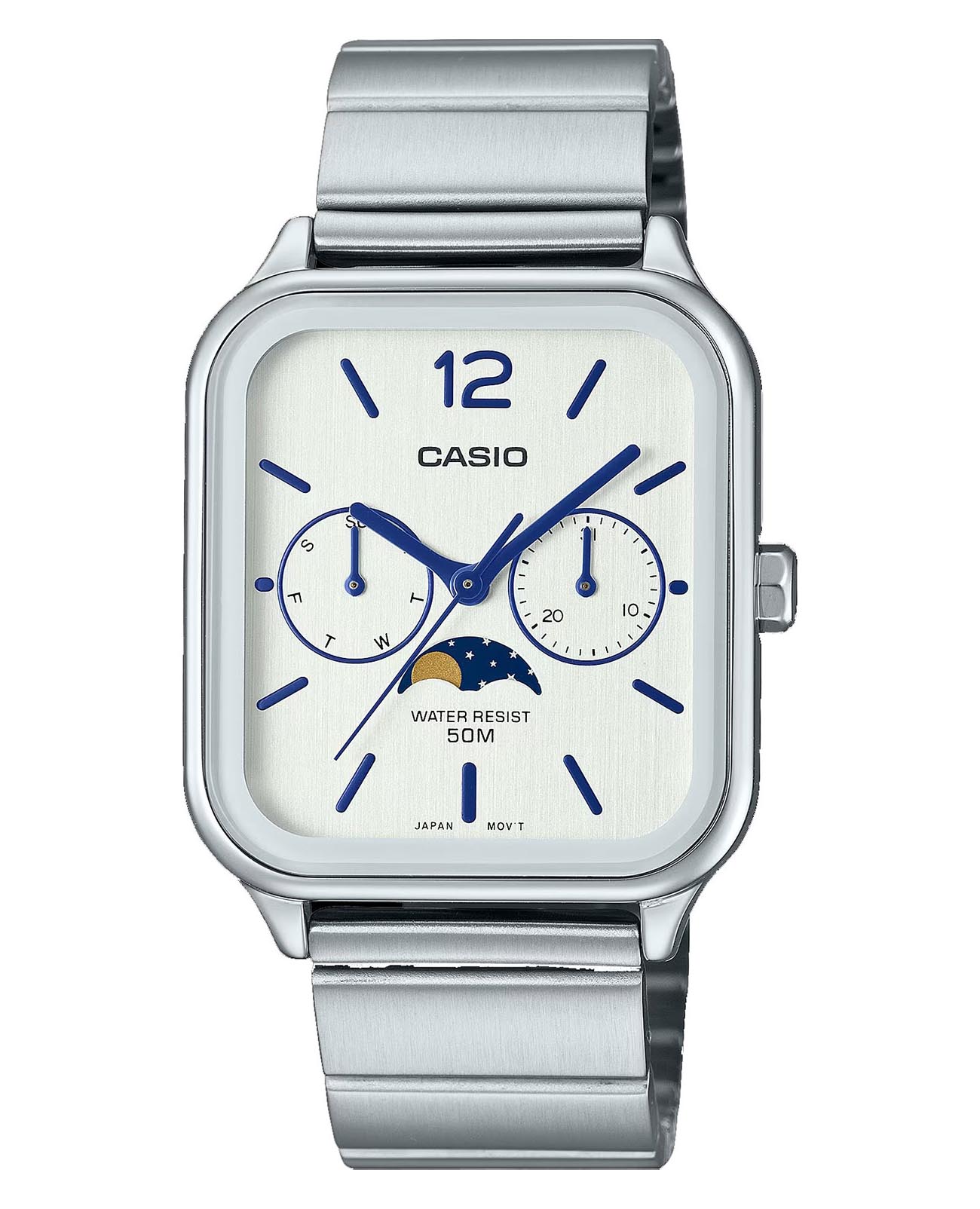 Casio Casio Collection MTP-M305D-7A  MTP-M305D-7A кварцевые мужские часы белый циферблат, браслет нержавеющая сталь — вид спереди