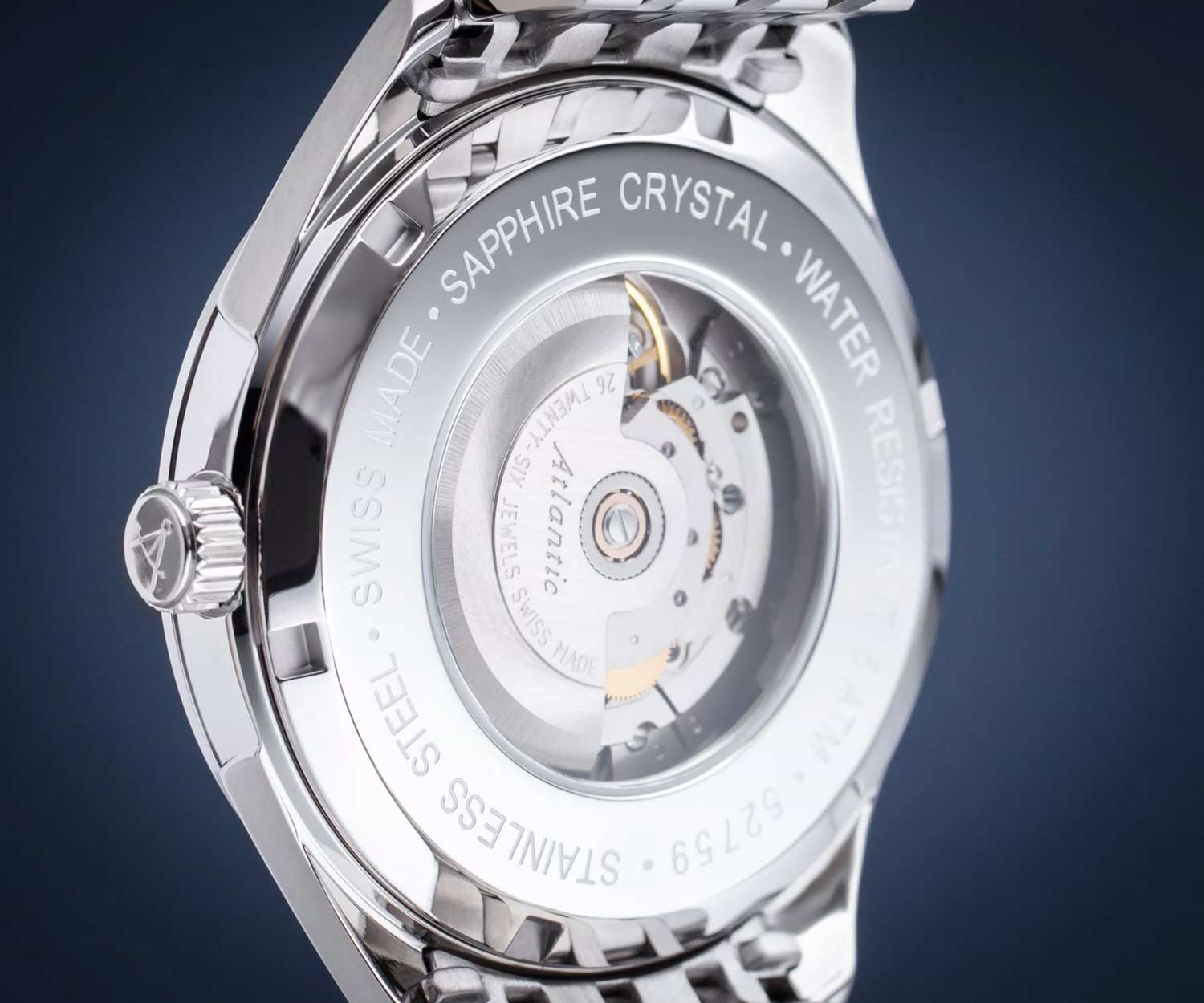 Atlantic Atlantic Worldmaster 1888 52759.41.51SM,  швейцария мужские часы на браслете нержавеющая сталь боковой вид