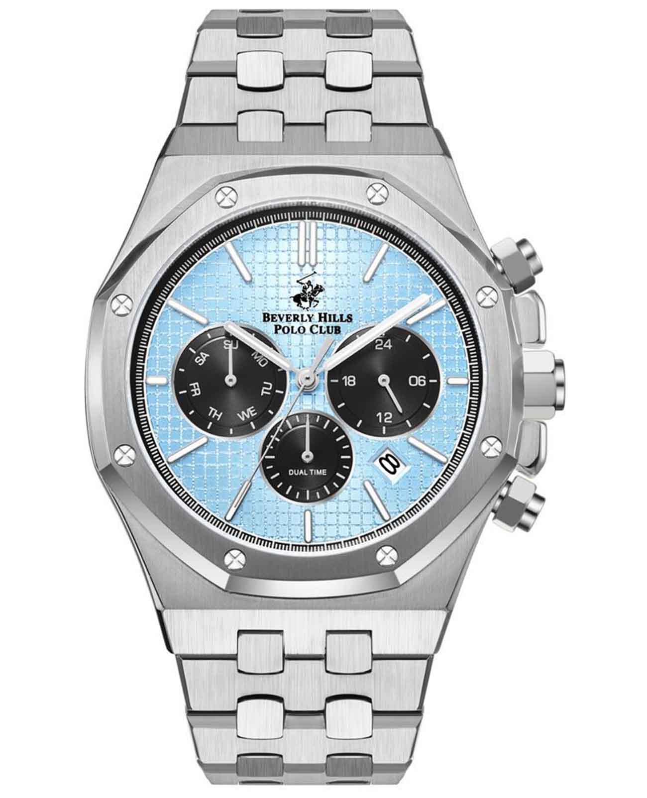 Beverly Hills Polo Club Beverly Hills Polo Club BP3051X.300  BP3051X.300 кварцевые мужские часы синий циферблат, браслет нержавеющая сталь — вид спереди
