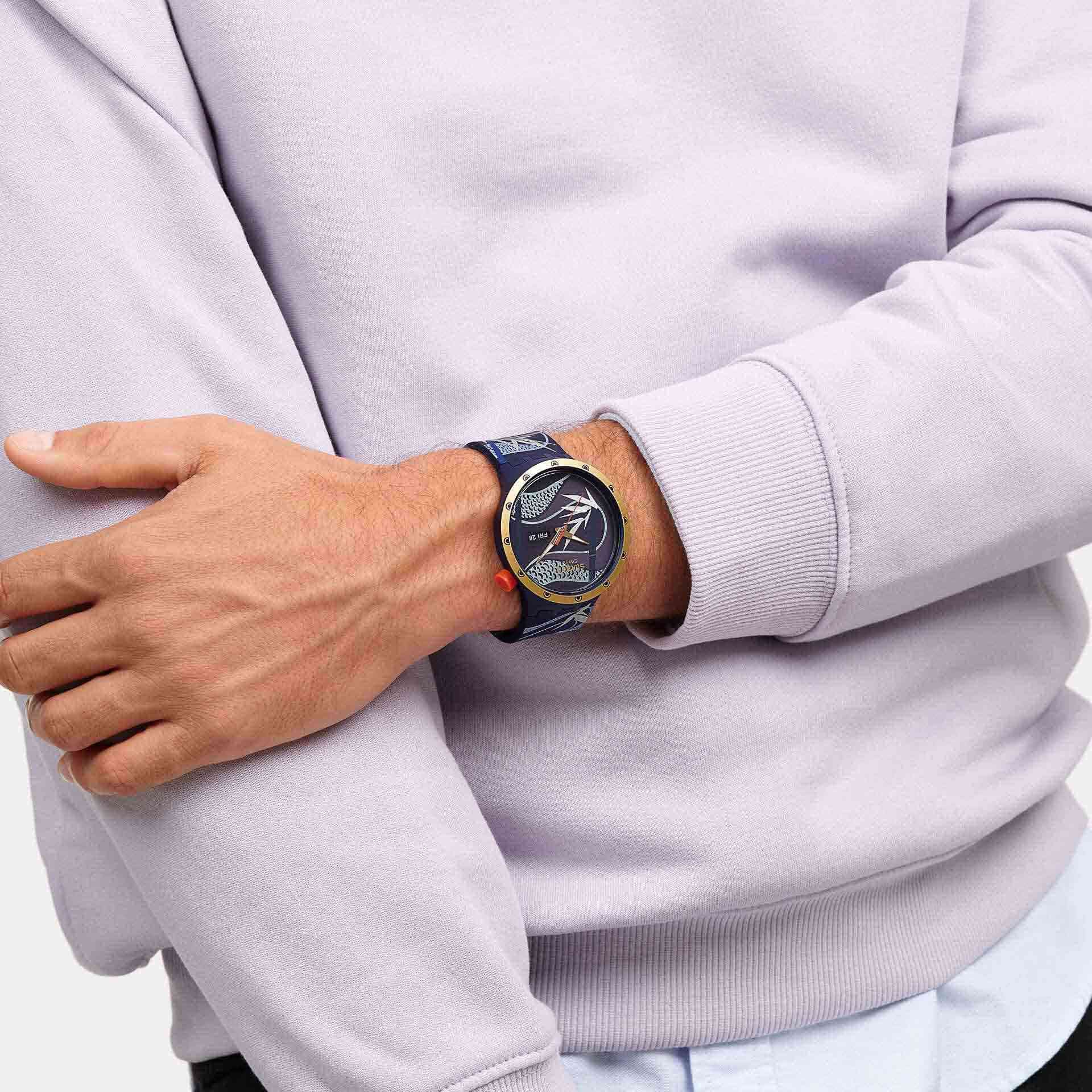 Swatch Swatch Big Bold Biosourced Standard SB05Z700 мужские часы синий циферблат на запястье