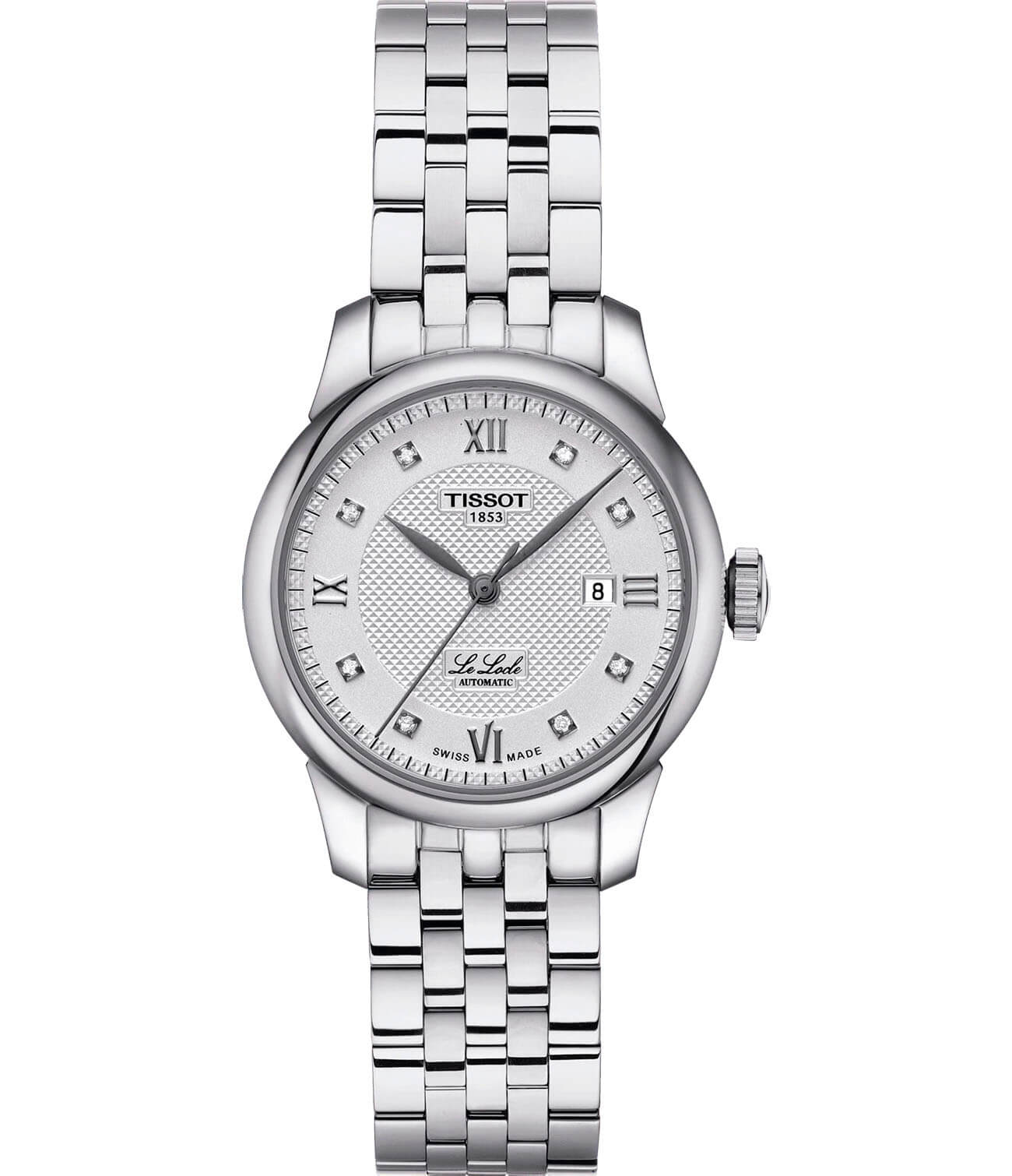 Tissot Tissot Le Locle Automatic Lady T006.207.11.036.00 Le Locle Automatic T0062071103600 механические женские часы белый циферблат, браслет нержавеющая сталь — вид спереди