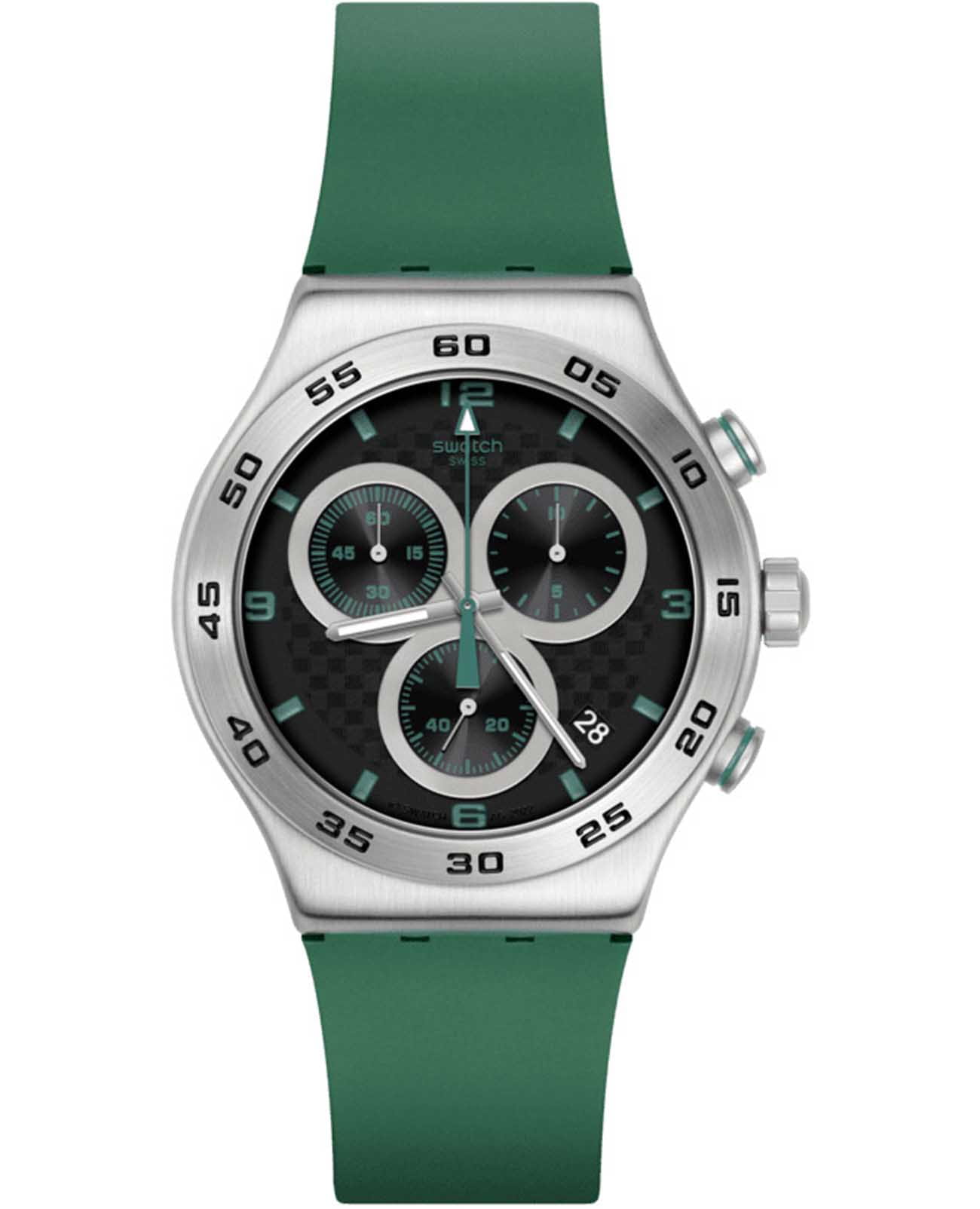Swatch Swatch I New Chrono YVS525  YVS525 кварцевые женские часы черный циферблат, браслет резина — вид спереди