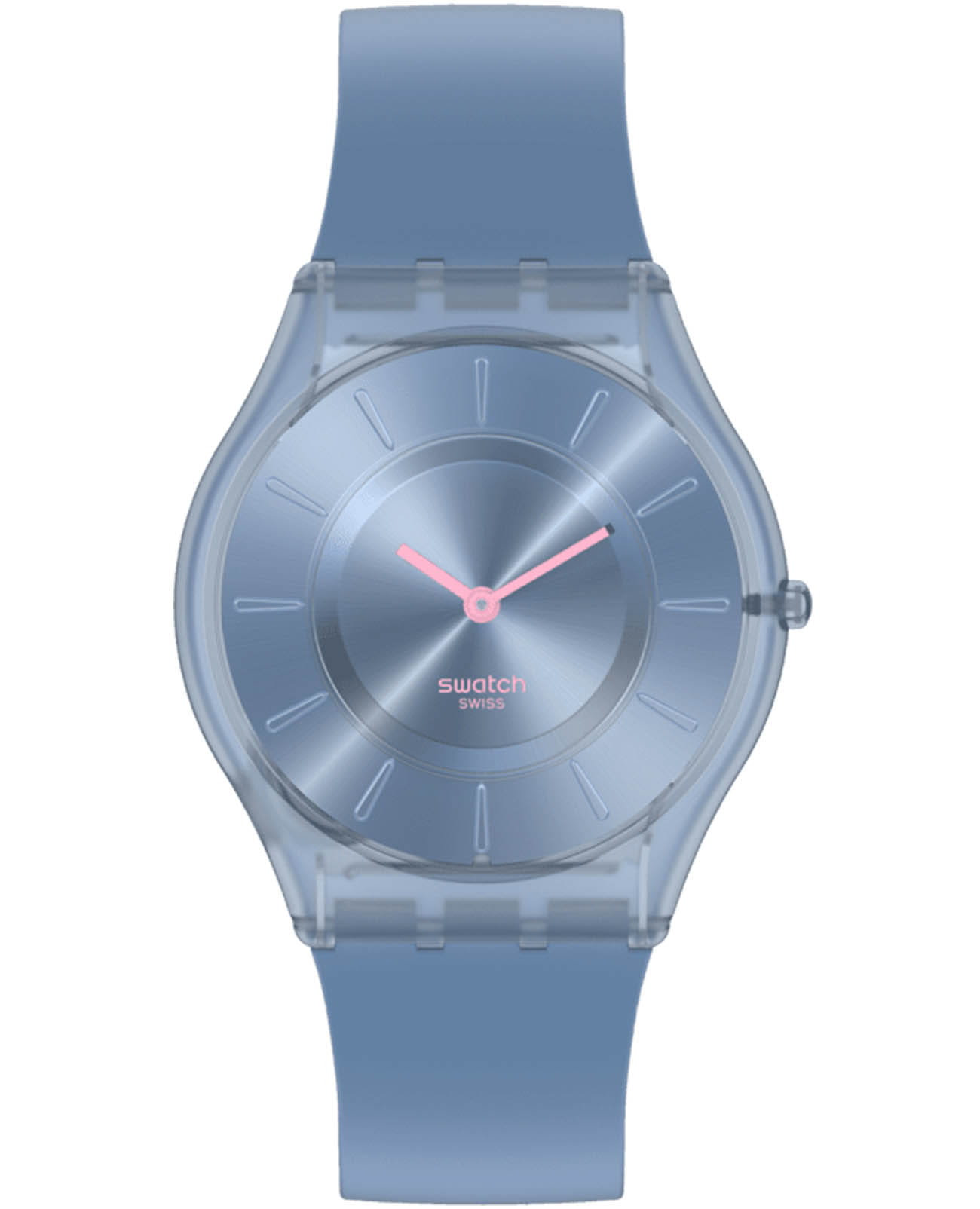 Swatch Swatch Skin Classic Biosourced SS08N100-S14  SS08N100-S14 кварцевые женские часы голубой циферблат, браслет силикон — вид спереди