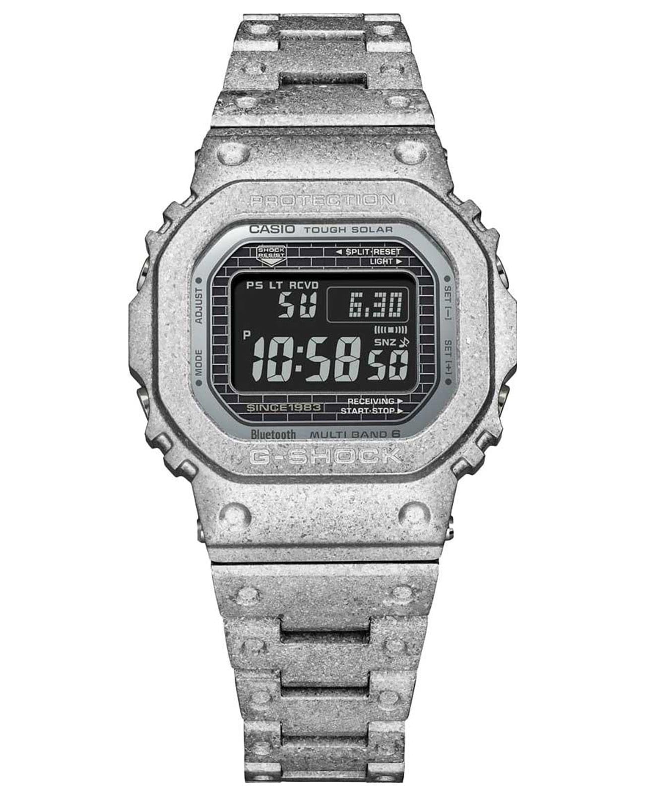 Casio Casio G-Shock GMW-B5000PS-1DR (GMW-B5000PS-1E) GMW GMW-B5000PS-1E электронные мужские часы  циферблат, браслет нержавеющая сталь — вид спереди